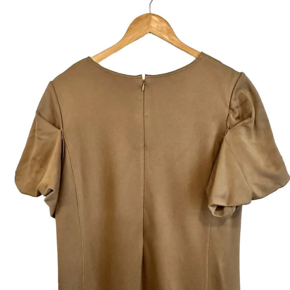 COS Tan Sheath Short Puff Sleeve Midi Dress - Picture 6 of 8